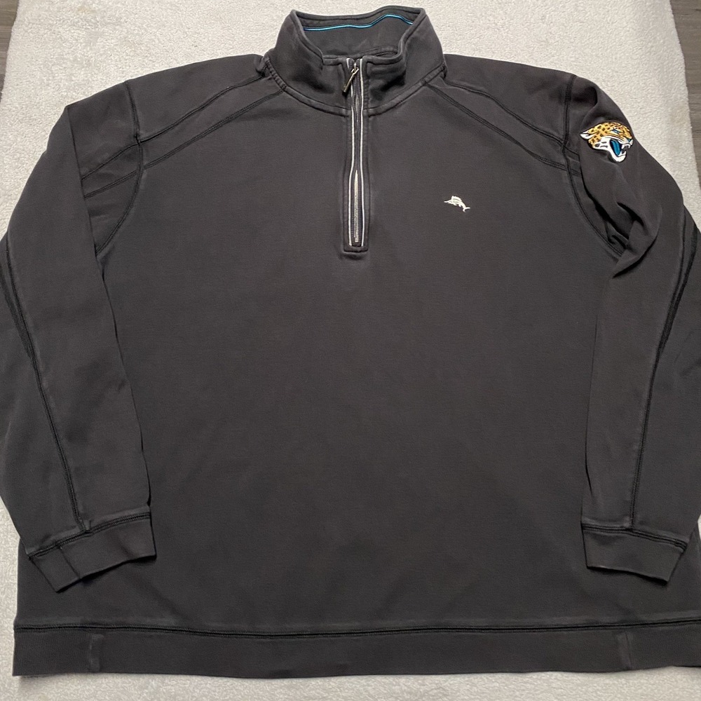 Tommy Bahama Jacksonville Jaguars‎ 1/4 Zip Pullover Mens XXL Black NFL Read